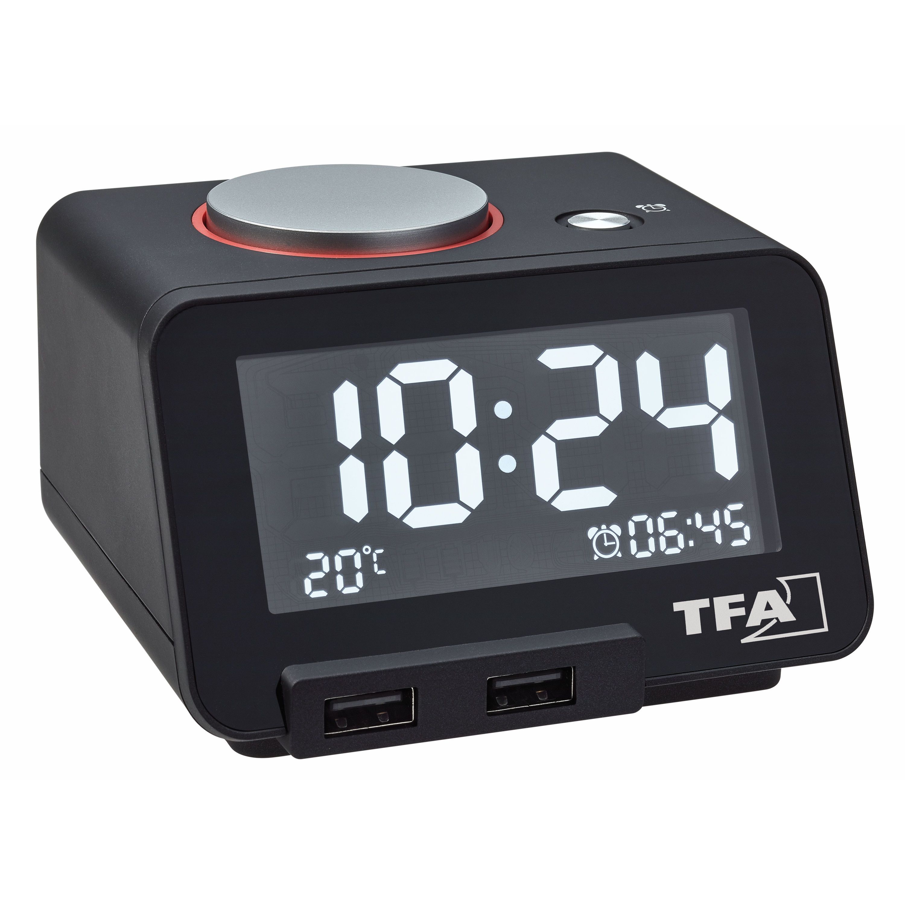 Настольные часы с USB зарядкой TFA "HOMTIME" (60201701)