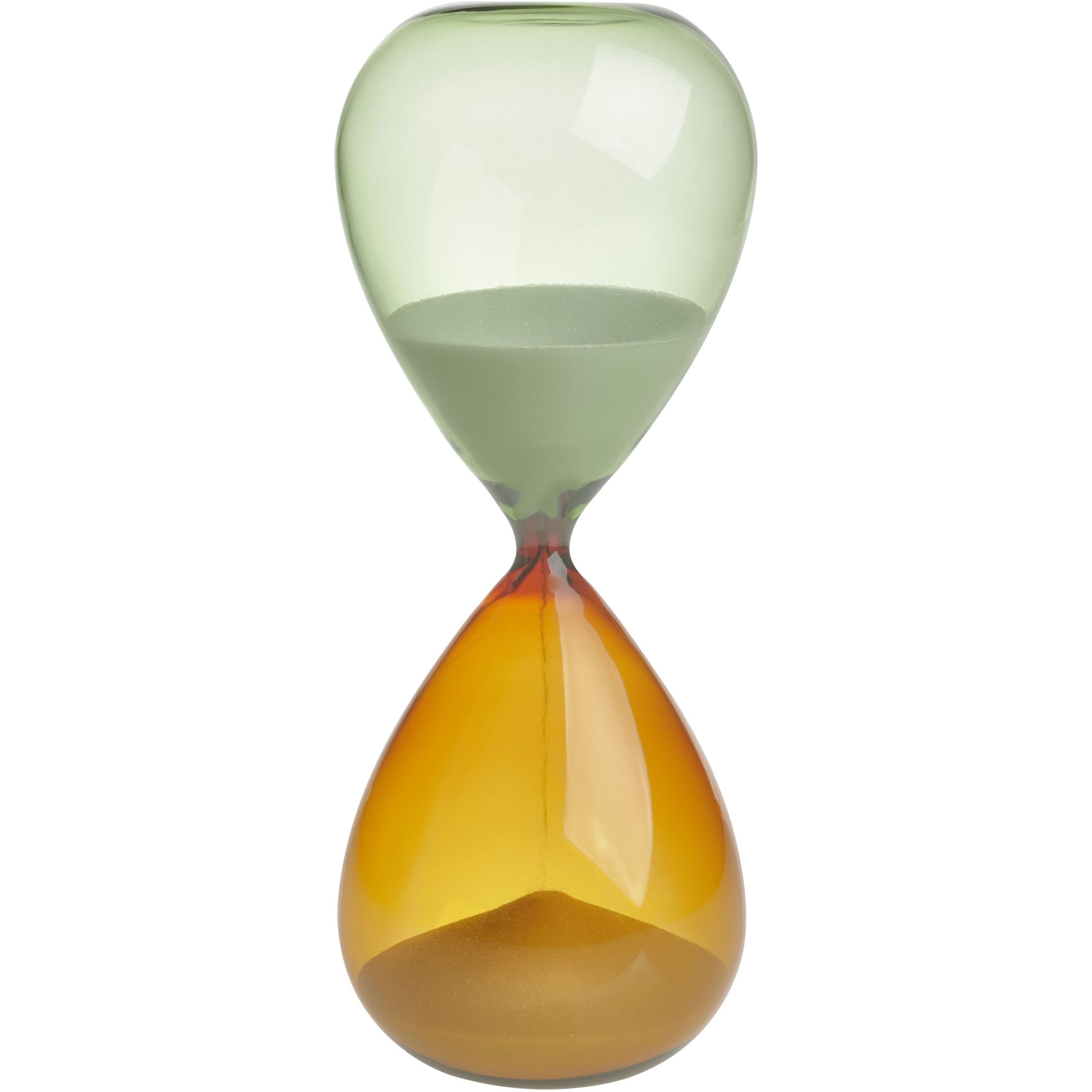 Песочные часы TFA (1860090241), 15 минут, таймер, белый песок, оранжево-зеленое стекло, 19 x 7.3 см