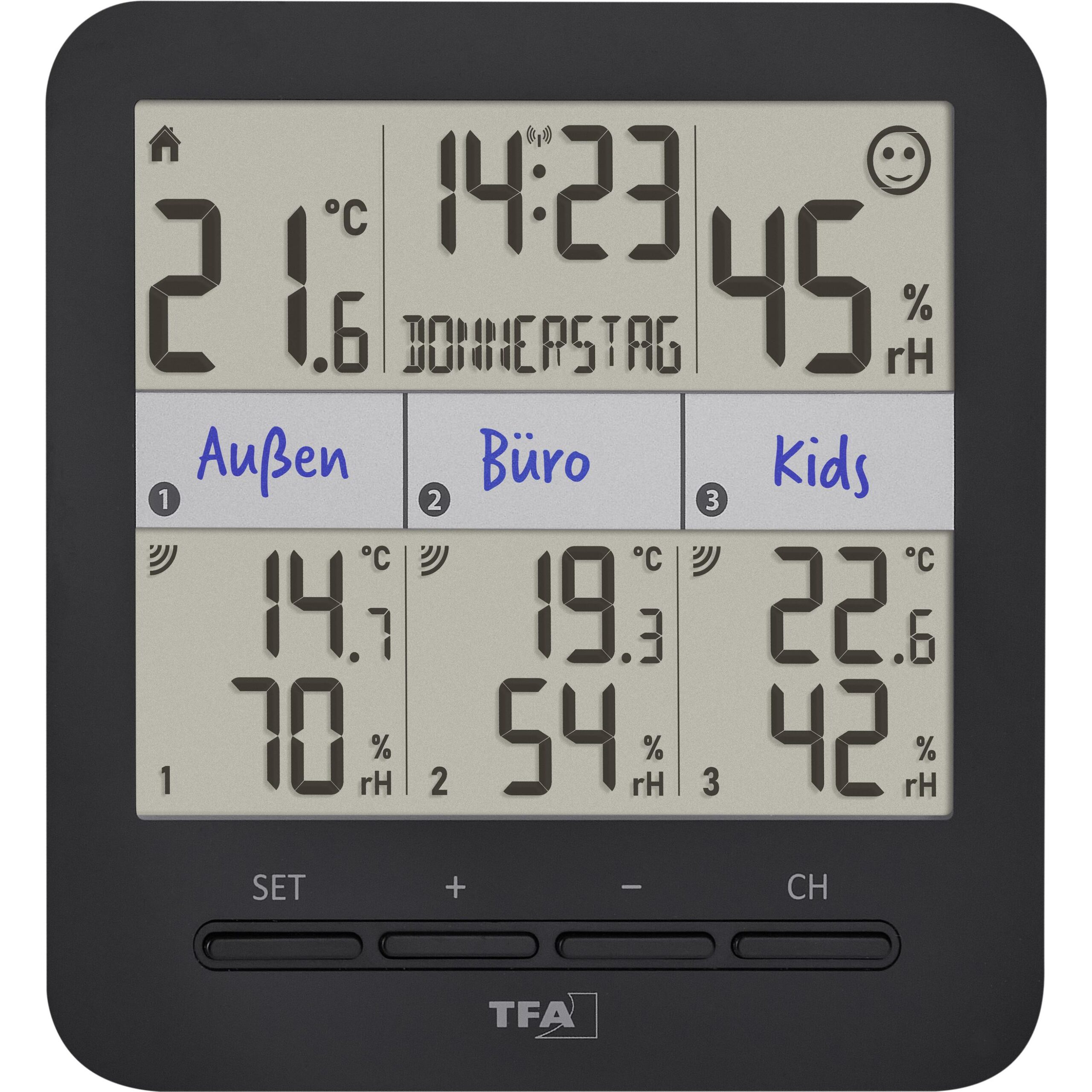 Термогигрометр с 3 датчиками TFA "KLIMA@HOME 2" (30307501) — изображение 2