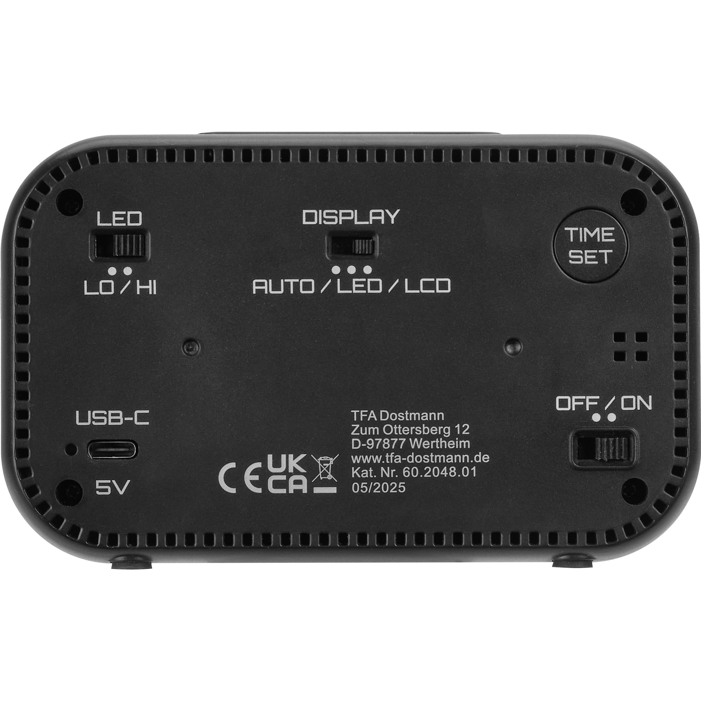 Настольные часы с будильником TFA "LCD-LED BINGO HYBRID" (60204801) — изображение 6